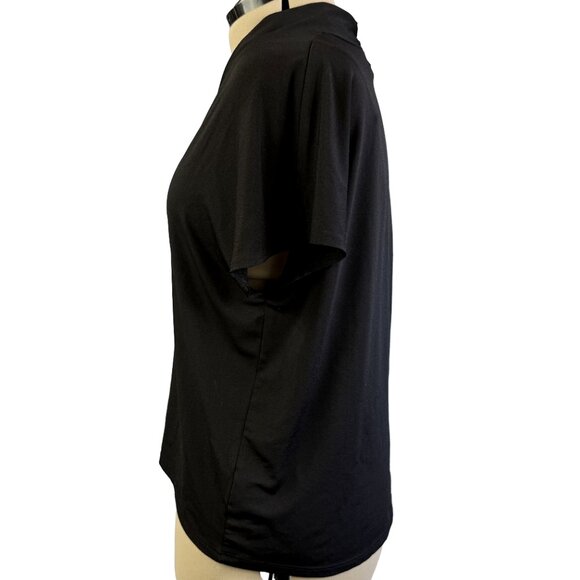 H&M Oversized Draped V‑Neck Tunic Minimalist Top L – Black Polyester‑Elastane - Picture 4 of 10